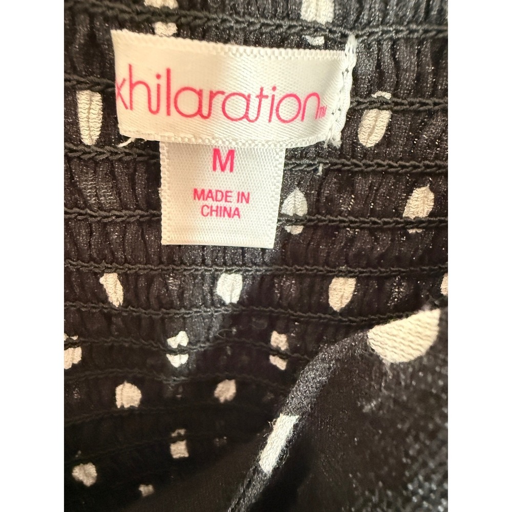 Xhilaration Polka Dot Dress Womens M Black Rayon Nylon Sun Dress Midi Retro - Picture 4 of 9
